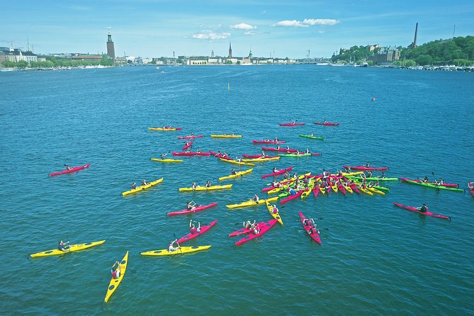 Self-Guided Kayak Adventure In Central Stockholm (Two-man kayak) - Paddling toward Stockholm City Hall: waterline views and easy framing